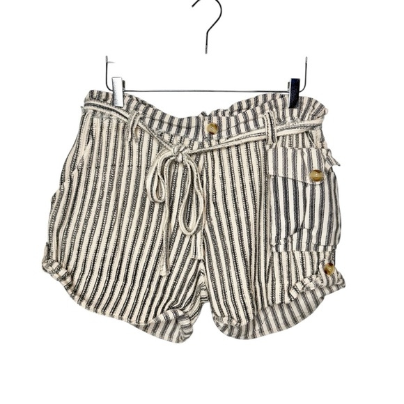 Free People One Harriet Striped Slouchy Midrise Belted Women’s Soft Shorts Sz M - Picture 1 of 12